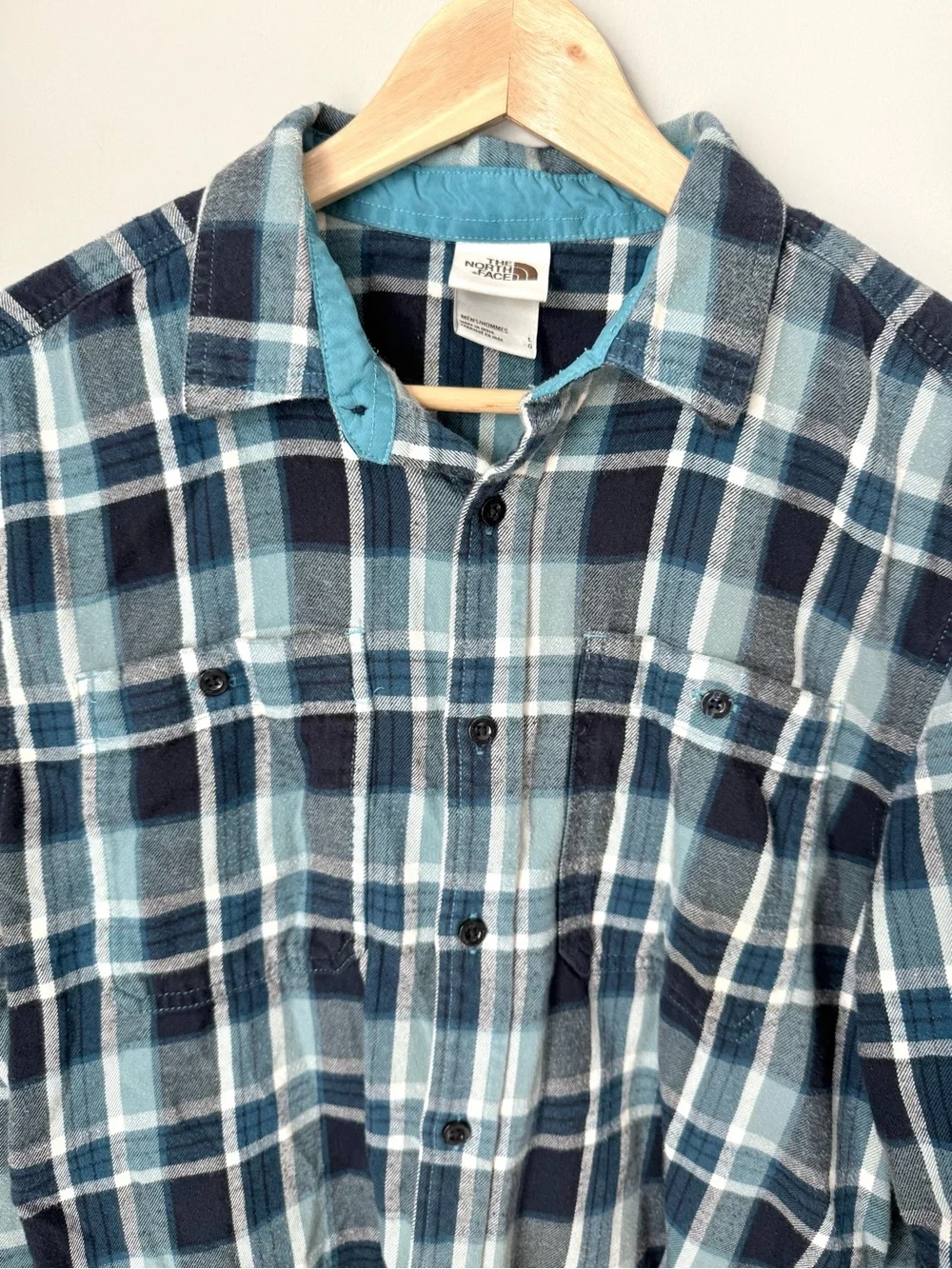 The North Face Men’s Arroyo Lightweight Flannel Button Down Shirt Teal Navy